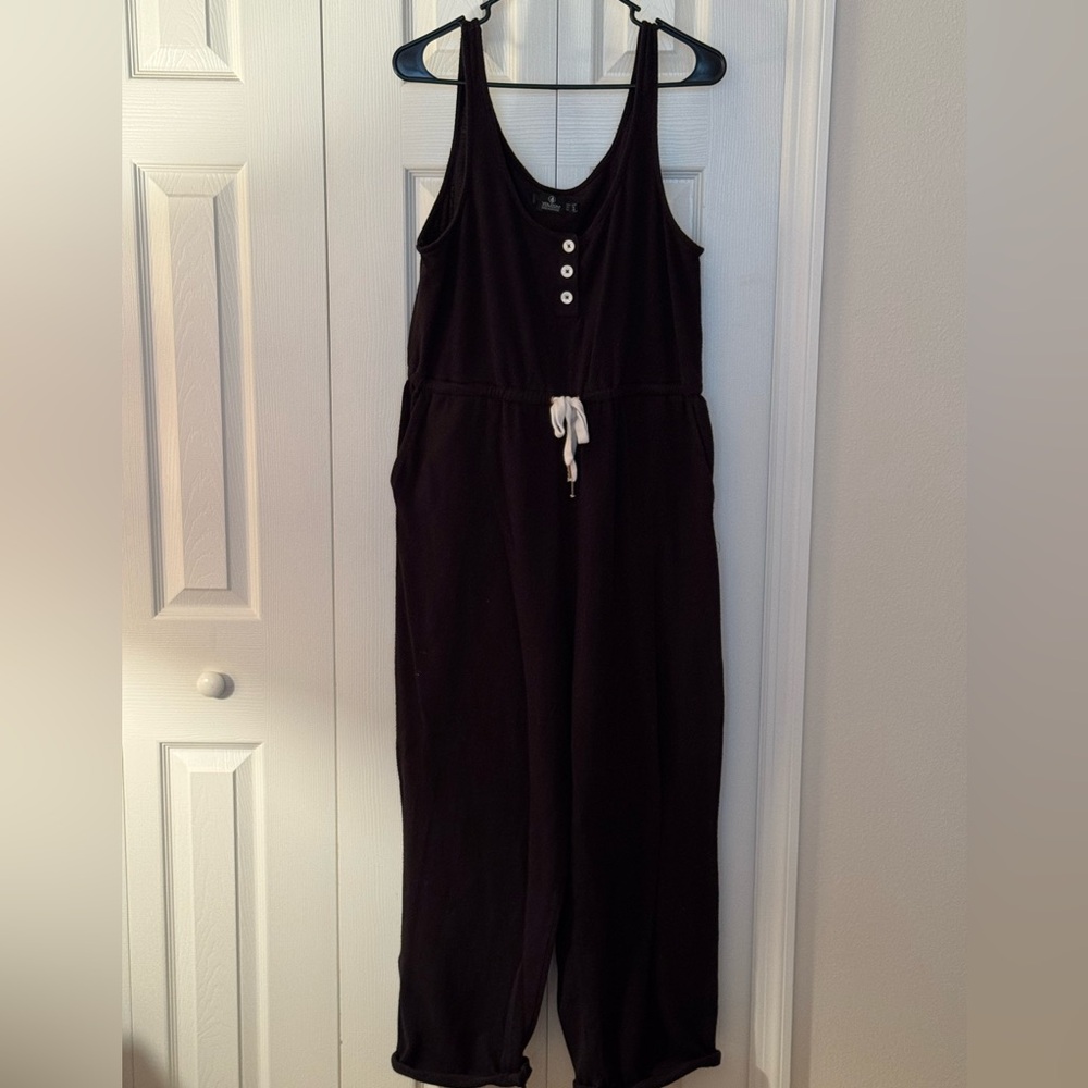 Volcom Black Sleeveless Jumpsuit with White Accents, EUC, size 10